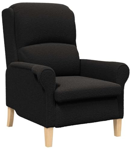 vidaXL Modern Ergonomisk Fåtölj - Svart Tyg, Träben, Skön och Stilig Stol för Vardagsrummet, Perfekt för Avkoppling, Enkel att Montera, Bekväm för Inomhusbruk, Heminredning i Samtida Stil