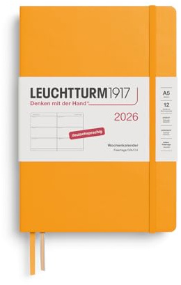 LEUCHTTURM1917 372528 Wochenkalender Medium (A5) 2026, 12 Monate, Rising Sun, Deutsch