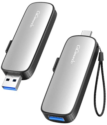 GiGimundo Externe SSD 256GB, mit bis zu 1073 MB/s USB-Stick, External Hard Drive mit Dual USB C + USB A USB Stick 3.2 Gen2 Portable SSD for iPhone 15/16/17/PS4/Android Phone/Tablet/Laptop/Mac, Silber