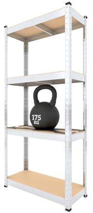 BAUSOKOL Metallregal 150x70x30 cm Verzinkt – 5 MDF Böden – Tragkraft 875kg – Lagerregal, Werkstattregal, Kellerregal, Schwerlastregal
