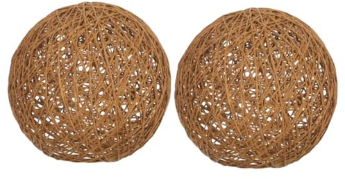 Operitacx 2 Stück Rattan Lampenschirm Kugelform Deckenleuchten Abdeckung für Tischlampen Elegantes Wohnaccessoire für Schlafzimmer Wohnzimmer und