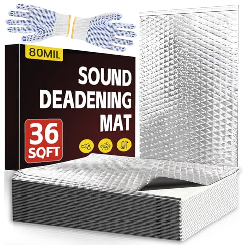 Lot de 33 tapis d'insonorisation pour voiture - 450 x 250 x 2 mm - En aluminium et butyle - Auto-adhésifs - En mousse d'isolation phonique - Ignifuge - Résistant à l'humidité - Imperméable