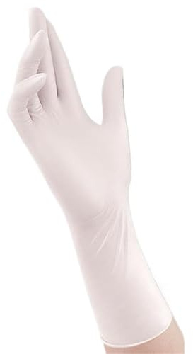 PBHOVIITG 30 Stück 12 Zoll lange, langlebige Nitrilhandschuhe, Einweg-Puderfrei, Haushaltsreinigung for Küche, Kochen, Geschirrspülen, wasserdicht(White 30PCS,L)