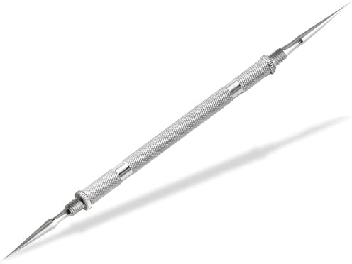Milienöffner Milienmesser Komedonenquetscher Mitesserentferner zur Gesichtspflege und eingewachsenen Barthaaren Abbschraubbarer Pickelentferner aus Edelstahl 16,5 cm