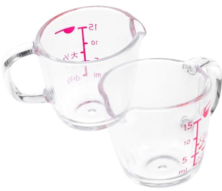 Hemobllo Taza Medidora Pequeña de 15ml con Escala Clara y Mango Cómodo, Paquete de 2 Piezas Adecuado para Cocina y Hotel, Material As Resistente y Práctica para Medir Líquidos