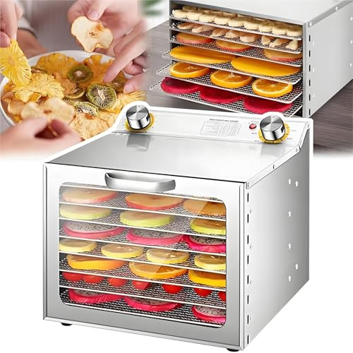 Food Dehydrator, Electric Meat Dryer with 12-Hour Timer, Temperature Control 86ºF-194ºF, Stainless Steel for Jerky, Vegetables, Herbs, Dog Treats,