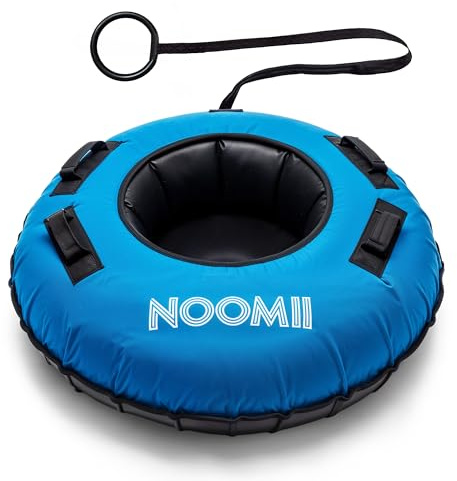 NooMii Snowtube – Aufblasbarer Schneereifen für Kinder & Erwachsene – Robuster Reifen-Schlitten – Rodelreifen mit Zugleine & verstärktem Boden – Schnee-Rutscher, Snow-Tube (Blau, 100cm)