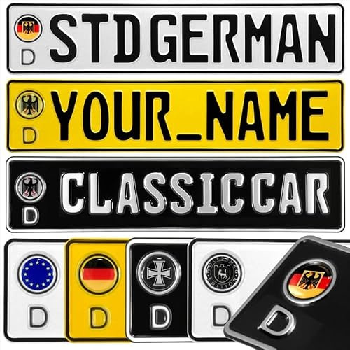D German Aluminum Metal Pressed Number Names Symbols Plates Replica Show Kids Trucker Name 3D Gel Round Badge