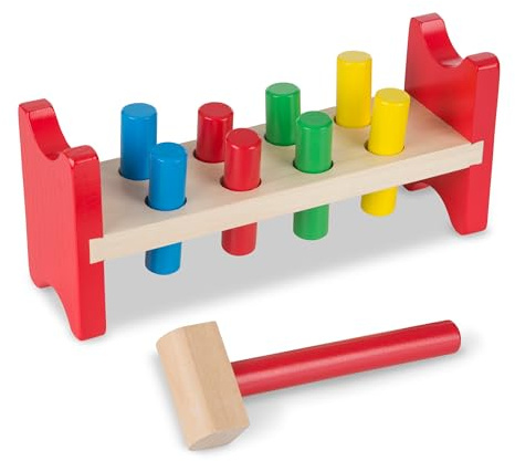 MaMeMi 10496 & Doug Deluxe Schlagbank Spielzeug für kleine Kinder (Spielzeug aus Holz mit Holzhammer)