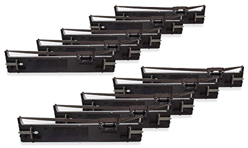 vhbw 10x Farbband Schriftband kompatibel mit Epson LQ-680K | LQ-680, LQ-690, LQ680K-II, LQ680, LQ690 Nadeldrucker, Bondrucker - Schwarz