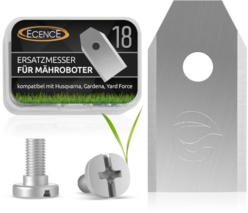 ECENCE 18 Lames Robot Tondeuse Vis Incluses - Compatibles avec Husqvarna Automower, Gardena, Yardforce, Sileno, McCulloch - en Acier Inoxydable