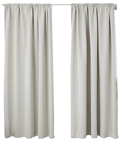 WOLTU 2er Set Gardinen, Verdunklungsvorhänge für Wohnzimmer Kinderzimmer, Blickdicht, Kräusebänder für Schiene, 250 g/m², kälteschutz lichtundurchlässig, 135 x 225 cm, Creme