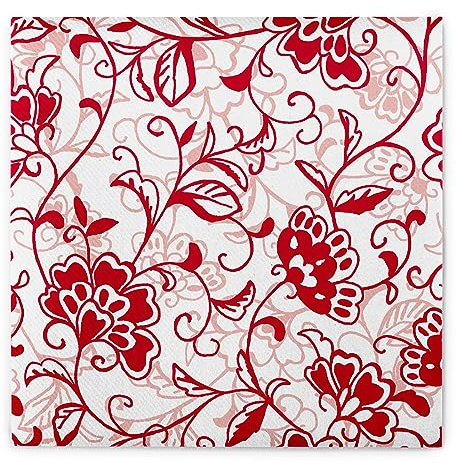 Sovie HORECA Linclass® Airlaid Serviette 40 x 40 cm, stoffähnlich, praktische Einmalserviette für Hochzeit oder Partys, Florales Ornamentdesign, 50 Stück, LIV in Bordeaux