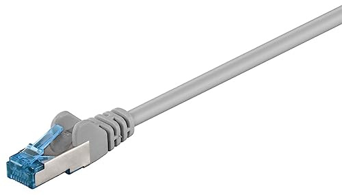 Goobay 92688 Câble patch CAT 6a Câble Ethernet double blindé, S-FTP jusqu'à 10 000 Mbits, 500 Mhz, câble en cuivre sans halogène, connecteur RJ-45, contacts plaqués or, 3 m, gris