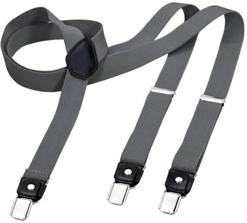 DonDon breda hängslen 2,5 cm - 3 clips med läder i Y-form - elastisk och längdjusterbar i olika designer