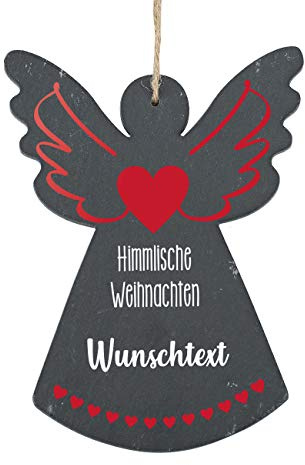 Herz & Heim® Weihnachtsengel aus Schiefer mit Namensaufdruck