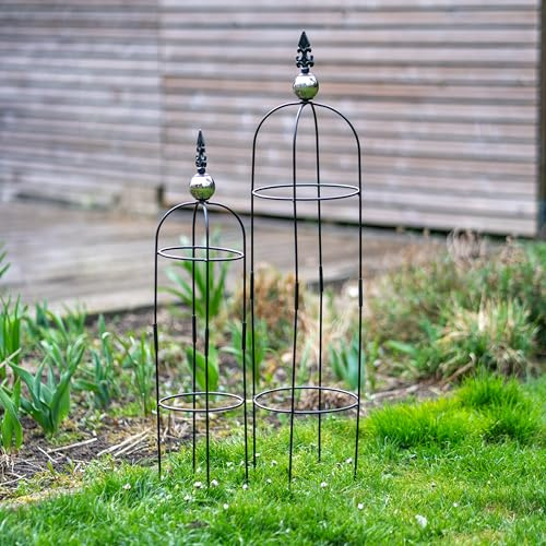 DARO DEKO Metall Rankhilfe Obelisk schwarz 2er Set