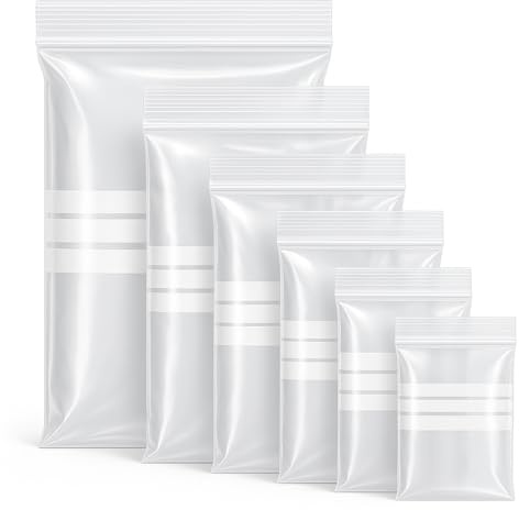 Grip Seal Bags with Write On Panel - 2.25 x 3 Mini Clear Resealable Plastic Bags for Storage & Packaging (100 Pack) - Sabco