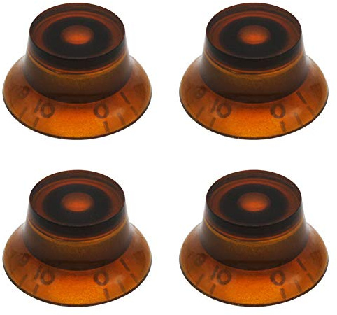 mxuteuk 4 Stücke Gitarre Knöpfe Potiknöpfe Bernstein E-Gitarre Bass Knobs Oben Hut gitarrenknopf Geschwindigkeit Lautstärke Ton AMP Effekt Pedal Bedienknopf KNOB-S17