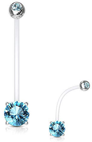 Treuheld® Schwangerschaftspiercing mit Kristall | 3 Farben [3.] - blau