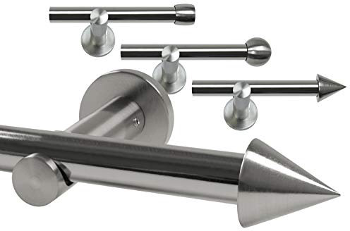 npluseins Gardinenstange/Teleskop 1-läufig Ø 13/16 Set + Zubehör 1569.2259, ca. 160-310 cm, Kegel Chrom