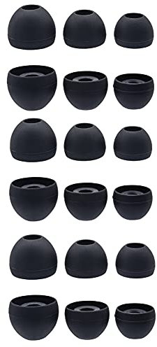 Coussinet en Silicone pour Écouteurs 9 Paires (18 Pièces), Embouts d'écouteurs de Remplacement Compatible avec la Plupart des Écouteurs (Noir, S/M/L 3 Tailles)