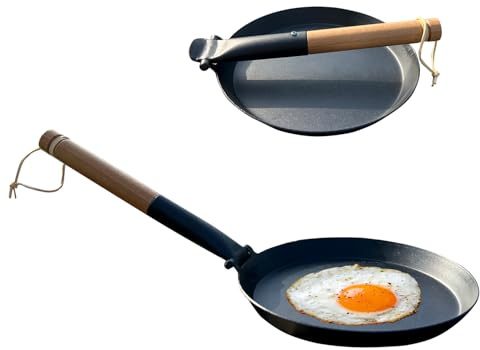 Keleday 8.2 Inch Cast Iron Frying Pan with Folding Detachable Handle Non Stick Lightweight Camping Skillet for Indoor Outdoor,Backpacking,Fits All Stovetops