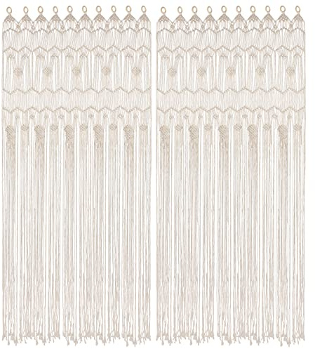 Osunnus Boho Macrame Window Curtain, Dreamcatcher 2 Panels 79 x 35