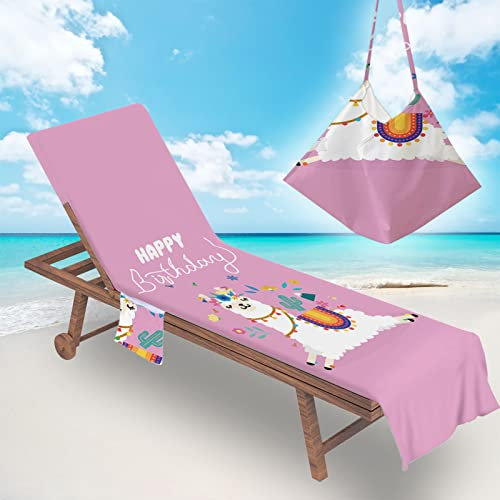 Surwin Schonbezug Für Gartenliege Strandliegenauflage Frottee Liegenauflage Alpaka 3D Stuhl Strandtuch Sun Lounger Bezug mit Tasche Sporthandtuch für Sommer Garten Schwimmen (75x210cm,Exotisch)