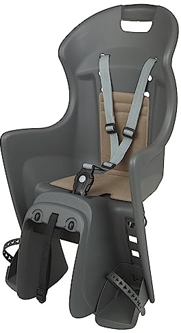 DIEFFE 8630500034 - Siège Arrière Bikey Cool Elm pour Vélo avec Roues de 26'' à 29'' Convient aux Enfants de 9 à 22 Kg avec ancrage Facile sur Le Porte-Bagages en Couleur Gris Macaron/Brun