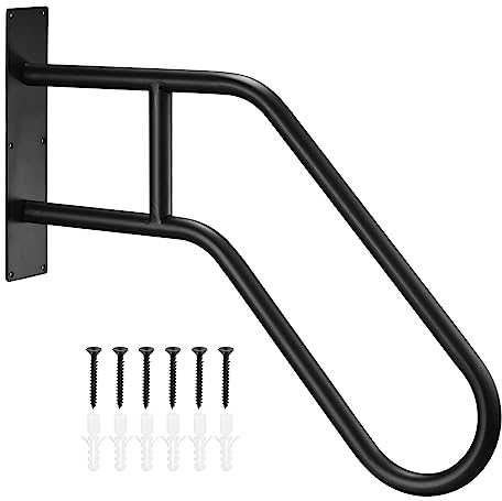 sourcing map Stabmontiert Handläufe für Außentreppe Handlauf für 1-3 Treppe U-Geformte Treppe Handläufe für Garten Garage Veranda Eingang Schritte Schwarz