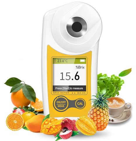 Flagfront digital brix refraktometer brix meter refraktometer USB C laddning automatisk temperaturkompensation brix refraktometer intervall 0–55 %, ±0,1 % precision