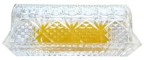 Mantequillera de vidrio con tapa para encimera, soporte de mantequilla de 7 pulgadas, recipiente transparente para mantequilla, apto para lavavajillas