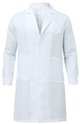 Medizinischer Kittel, Unisex, Weiß, Apotheke, Labormantel, Chemie, Laborkittel, Herren, Damen, Studenten, weiße Bluse für Chemie, Schule, College, Labor, Einschulung, weiß, 38