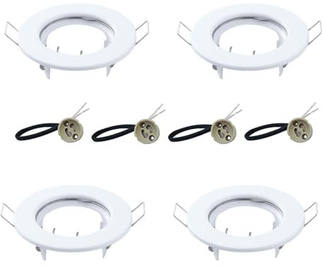 rflaueo 4pcs Modern Ceiling Spotlights with GU10 Light Mounting Frame Round Recessed Spotlights Trim Ring Fitting for Indoor Lighting Suitable for Halogen Bulb, MR16, 50mm Bulb(U111-4)