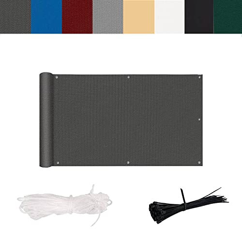 AEREY Balkonabdeckung 85x1300cm Polyester Balkon Sichtschutz Balkonabdeckung Extra Lange Kordel Sichtschutz für Gartenzaun und Balkongeländer