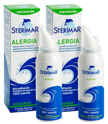 Microdifusión Fisiológica de Agua de Mar 100% natural enriquecida en manganeso. Sterimar Alergia, frasco 100ml. Pack x2