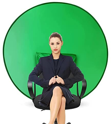 Runder Greenscreen-Hintergrund, 142 cm Durchmesser, Runder Greenscreen-Hintergrund, Tragbarer, Zusammenklappbarer Webcam-Hintergrund, Greenscreen-Stuhl-Hintergrund für