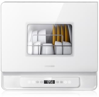 Linmeas-753 Lavavajillas- Lavavajillas de encimera Completamente automático, lavavajillas pequeño de Escritorio for el hogar, lavavajillas de Pared UV hogar, Apartamentos y vehículos recreativos