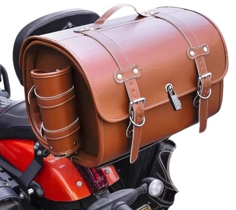 HYJHS Borsa Posteriore per Moto per Triumph Bonneville T100 Street Bike, Borse in Pelle Moto Strumento, Resistente Impermeabile Borsa da Sella per Moto,A-Brown