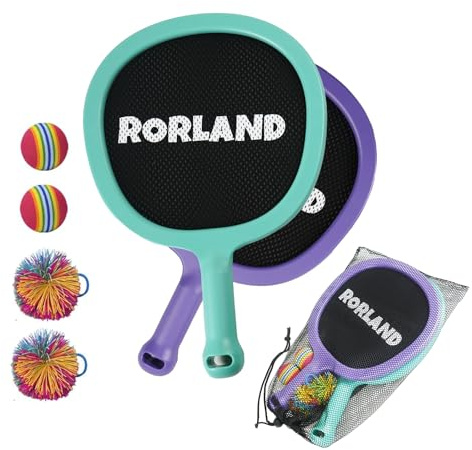 Rorland Federball Set Kinder, Ballspiele für Draußen, Badminton Schläger Kinder, Outdoor Garten Spiele, Strandspiele, Tennisschläger für Jungen & Mädchen ab 5 6 7 8 9 Jahre
