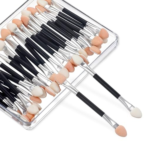 Eyeshadow Applicators Dual Sides, 30 PCS Disposable Eye Shadow Applicators Sticks Double Head Eyeshadow Applicator Eye Shadow Sponge Brushes Makeup Applicator Tool for Women Girls