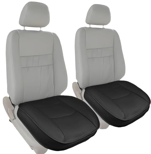 SUQ 2PCS Vordersitzabdeckung, Premium PU Autositzbedeckung, Wasserdichte Autositzpolster, Autositzkissen Pad Matte Protector für Die Meisten Fahrzeuge SUV, Voll Verpackende Kante, Schwarz