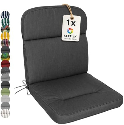 KETTtex EXKLUSIV Auflage Mittellehner Agora anthrazit I Gartenstuhl Polster 110x50x7cm I hochwertige & Pflegeleichte Sesselauflage I Wetter- & formbeständige Stuhlauflage I KTH3 Sitzauflage