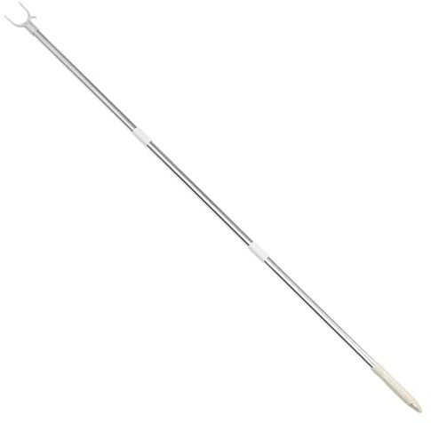DORCCSI Asta Telescopica Da 130 Cm Con Gancio In Acciaio Inox, Lunga Portata Per Armadio, Con Maniglia Antiscivolo Per Soffitto E Scaffale