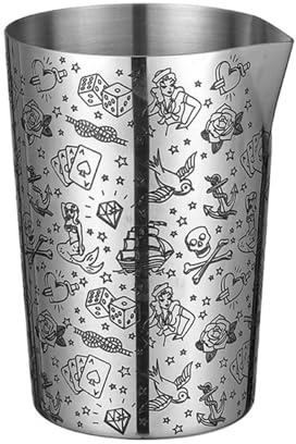 800ml Metal Cocktail Mixing Glass - Stainless Steel Metal Bar Bartending Mixing Pitcher with Etched Pattern(800ml Mermaid)