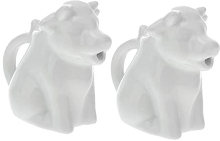 PartyKindom Bricco 2 Leggero Cucina Portatile in Pezzi Ristorante per Piccolo Ceramica Bianca, Forma Animale Latte Salse