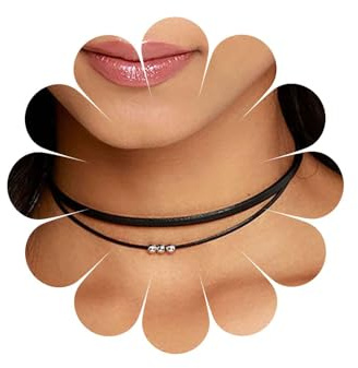 Inateannal Boho Geschichtet Wildleder Choker Halskette Schwarz Leder Seil Schnur Halskette Kette Gothic Kurze Wildleder Perlen Halsketten Schmuck Für Frauen