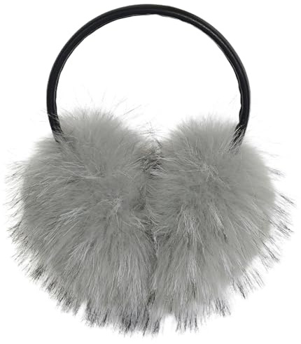 Dufnfn Women's Faux Fur Ear Muffs For Winter Women - Warm Faux Fur Fuzzy Ear Muffs Windproof Cold Weather Ear Warmers（gray）