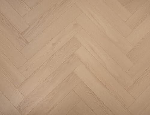 Laminate Flooring Hard Wearing 12mm Thick Herringbone – Modern Wood Effects, Click Fit, Water-Resistant Laminate – Ideal for Living, Bedroom & Hallway Floors - 1.8m² Coverage Per Pack (Natural Oak)